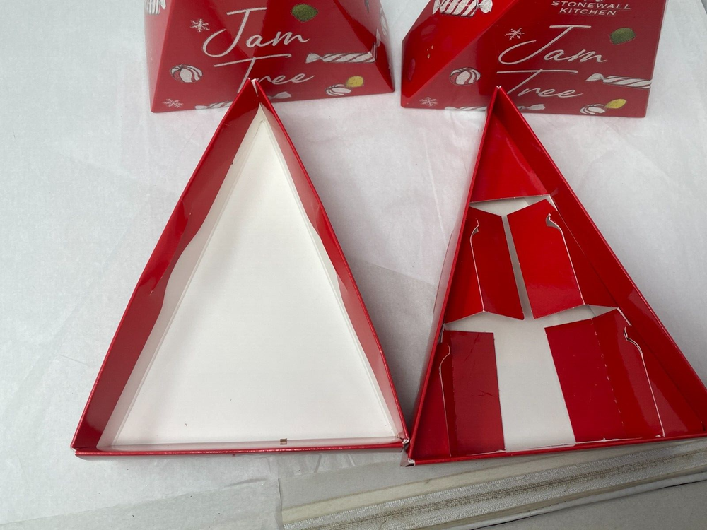 (3) EMPTY Christmas Tree Shape Gift Boxes Stonewall Kitchen 8" x 6"