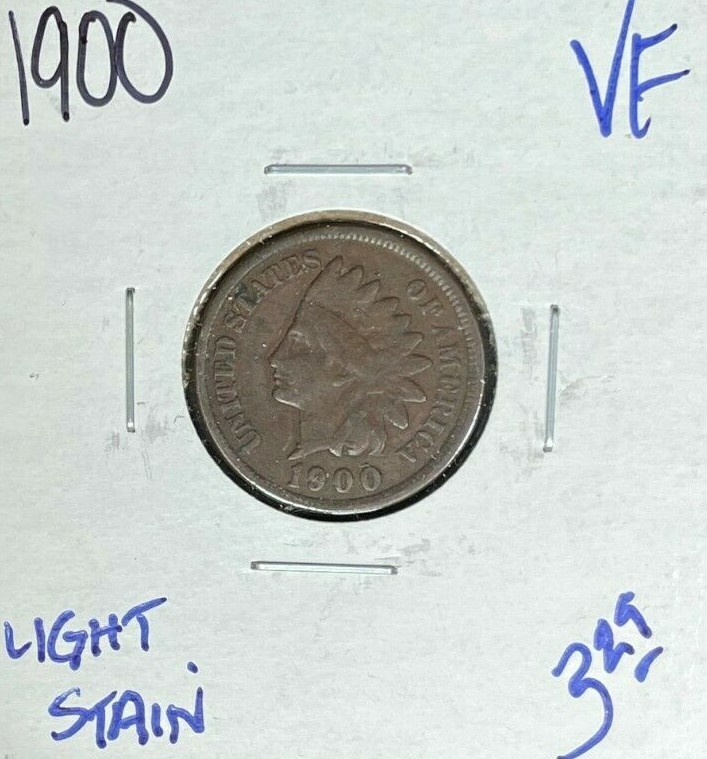 1900 INDIAN HEAD CENT ~ VF ~ LIGHT STAIN ~NICE COIN~ REF# D/D