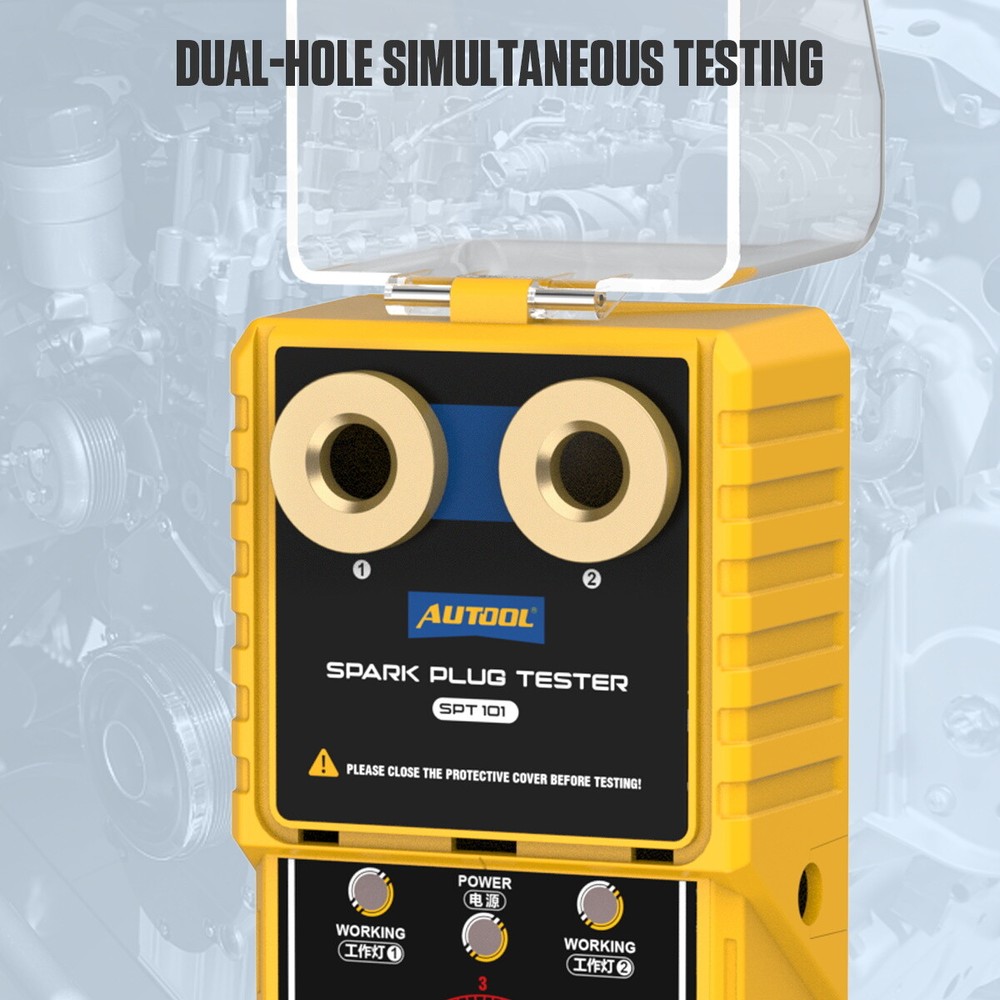 AUTOOL 12V Car Spark Plug Tester Adjustable Dual Hole Ignition Diagnostic Tool