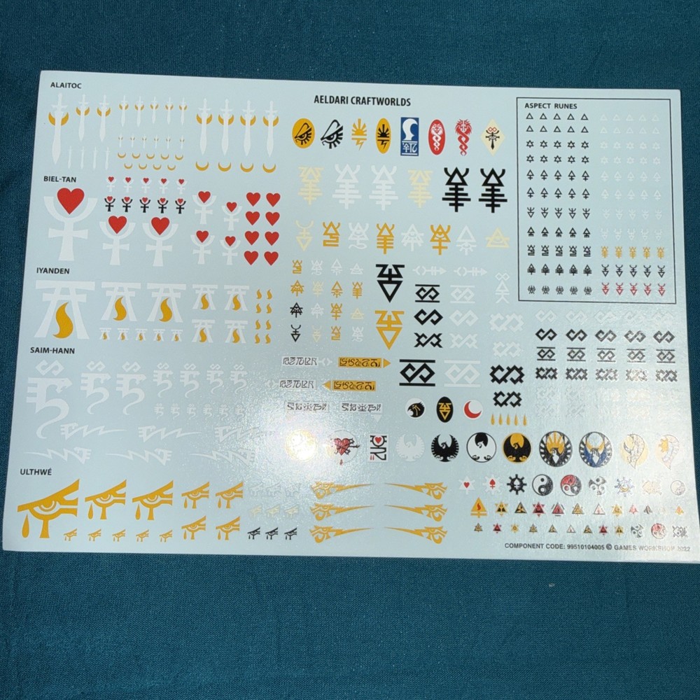 Decals 40K Aeldari Transfer Sheet Decals