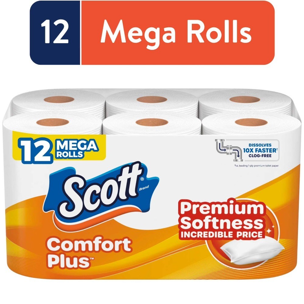 ComfortPlus Toilet Paper, 12 Mega Rolls