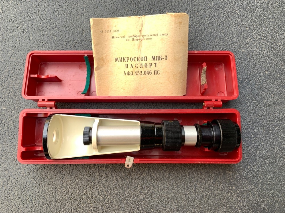 Vintage Soviet Microscope MPB-3 with Case & Manual