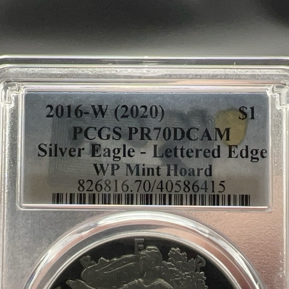 PCGS PR70DCAM 2016 (2020) Silver Eagle Proof Lettered Edge WP Mint Hoard