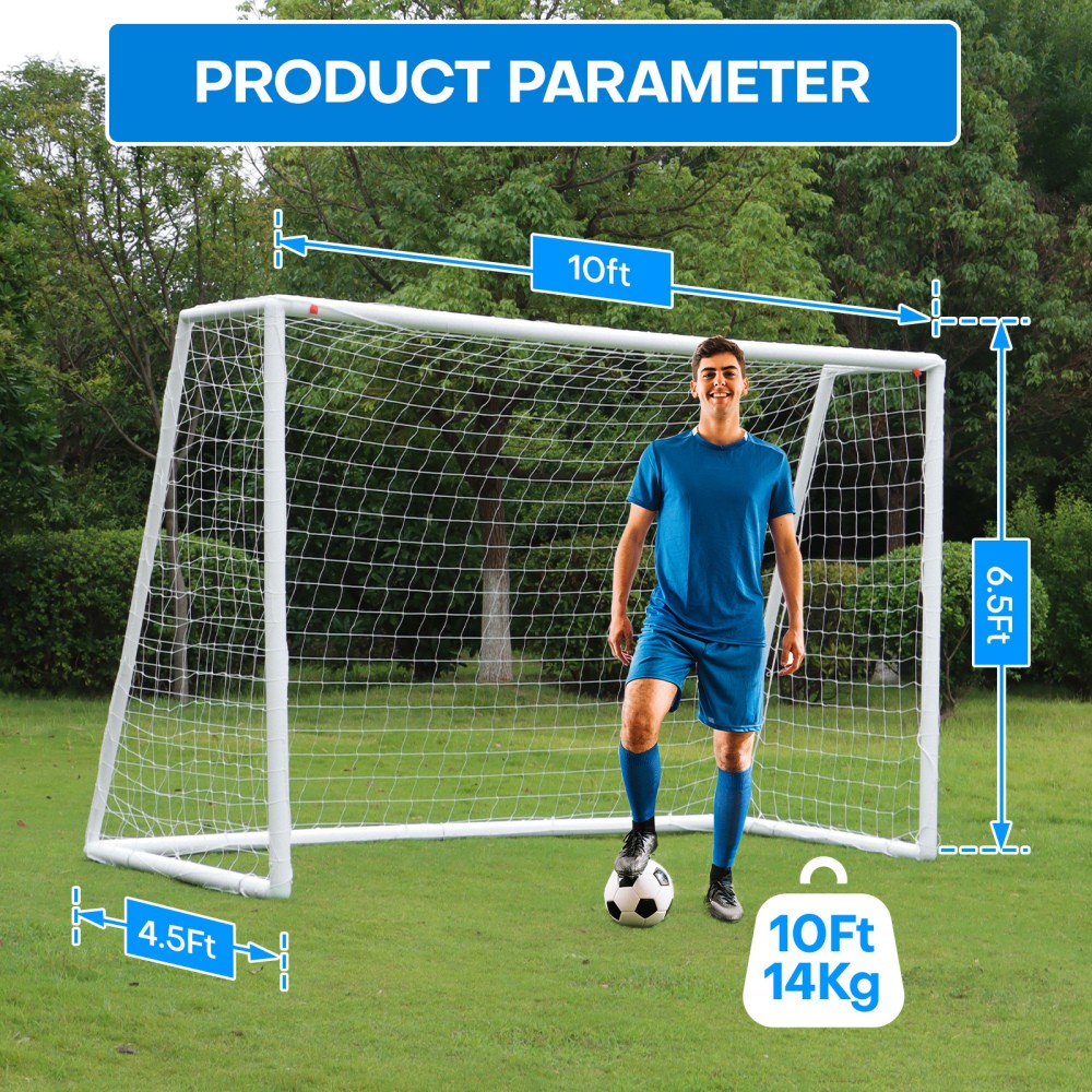 Training Soccer Goal Backyard UPVC Frame Football Goal 6x4ft / 8x5ft / 10x6.5ft