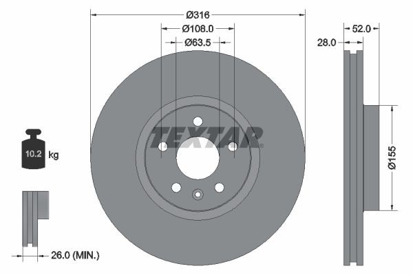 Brake Disc TEXTAR 92162305