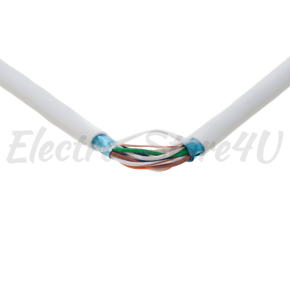 Shielded 1000ft Cat5e Cable White Network FTP Solid Ethernet Lan 24AWG Bulk Wire