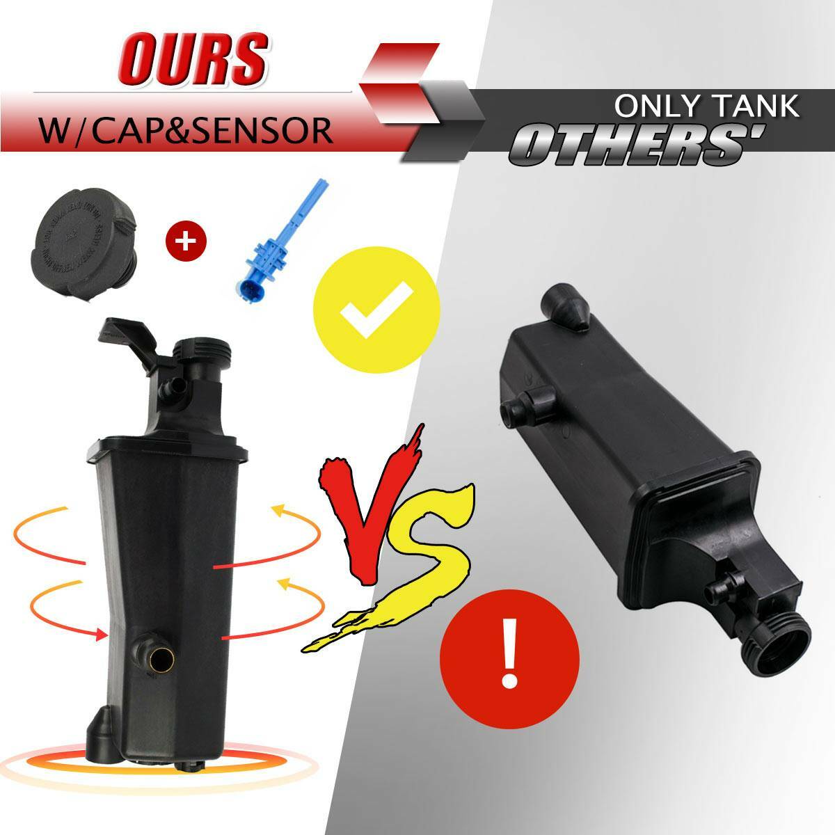 Overflow Coolant Reservoir Expansion tank with Sensor & Cap for BMW E46 E83 E53