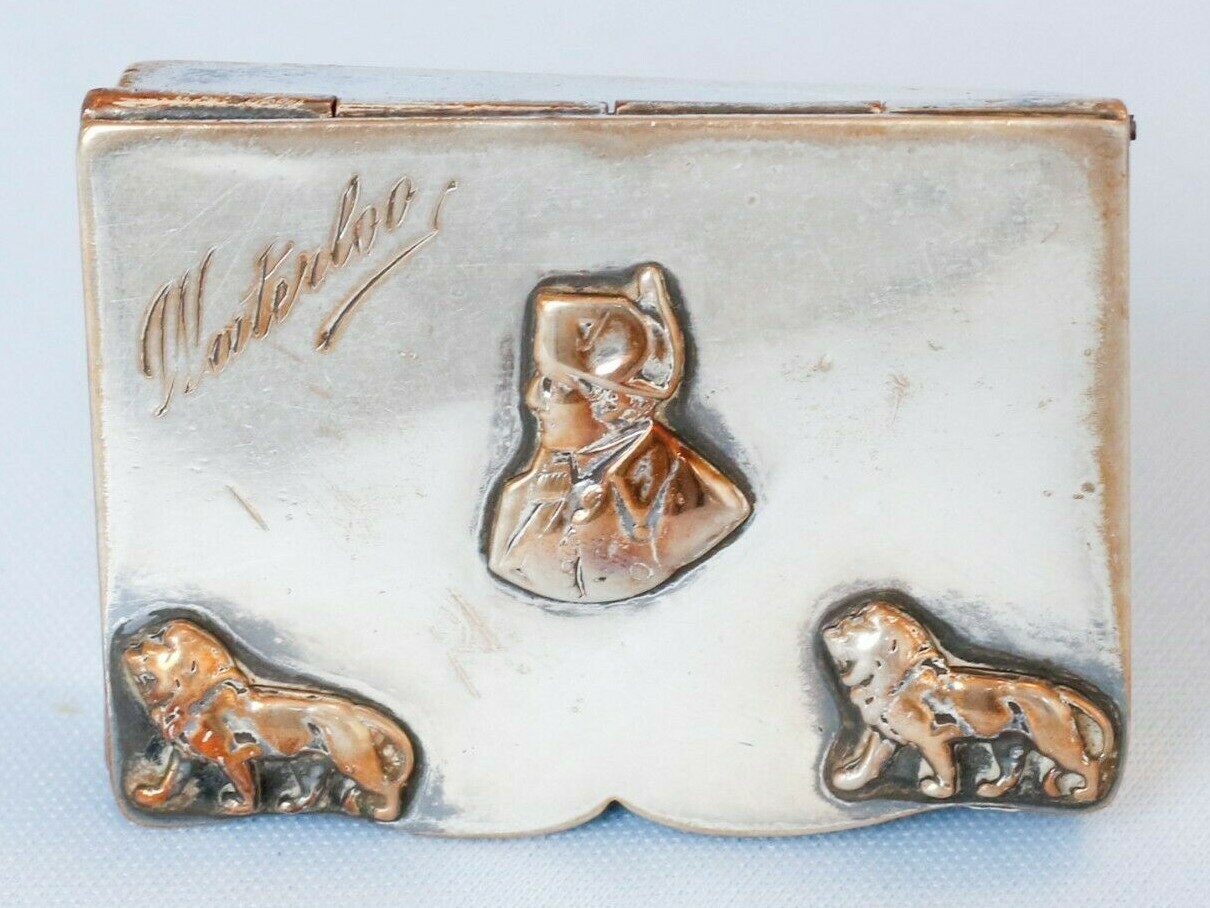 Rare 19C Silver Plated Box French Emperor Napoleon Bonaparte Waterloo Battle War