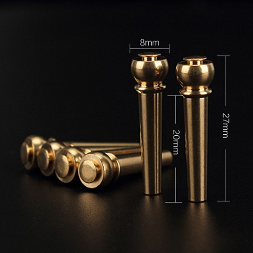 6Pack Acoustic Guitar Brass Bridge Fixed Pins Cone String Dot Solid String Nails