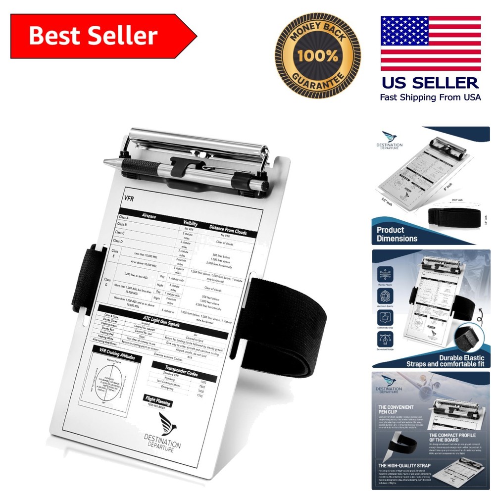 Durable Pilot Kneeboard - Lightweight Aluminum with Quick Access Pen Holder