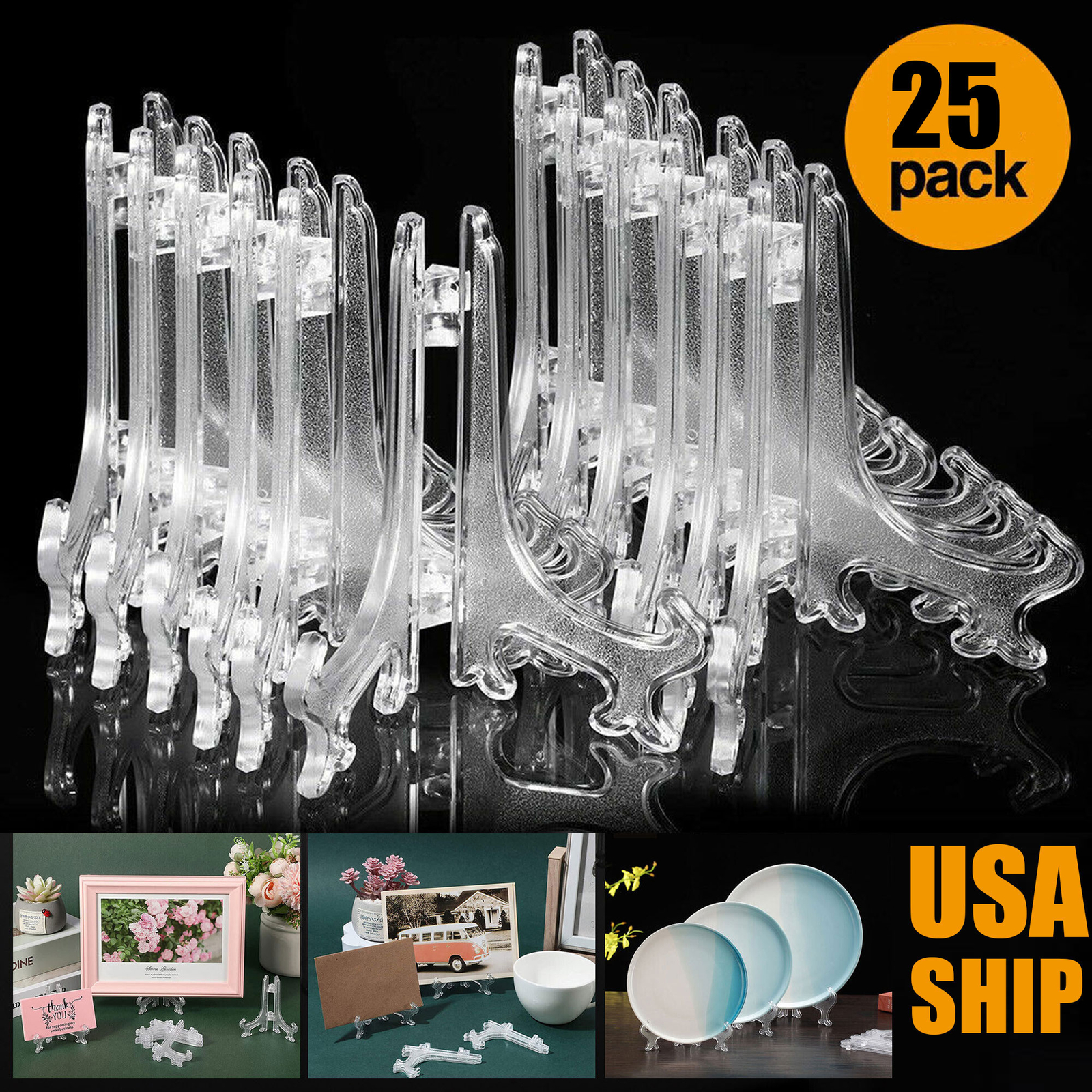 25PC Easel Display Stand Plate Foldable Bracket Picture Photo Frame Card Holder