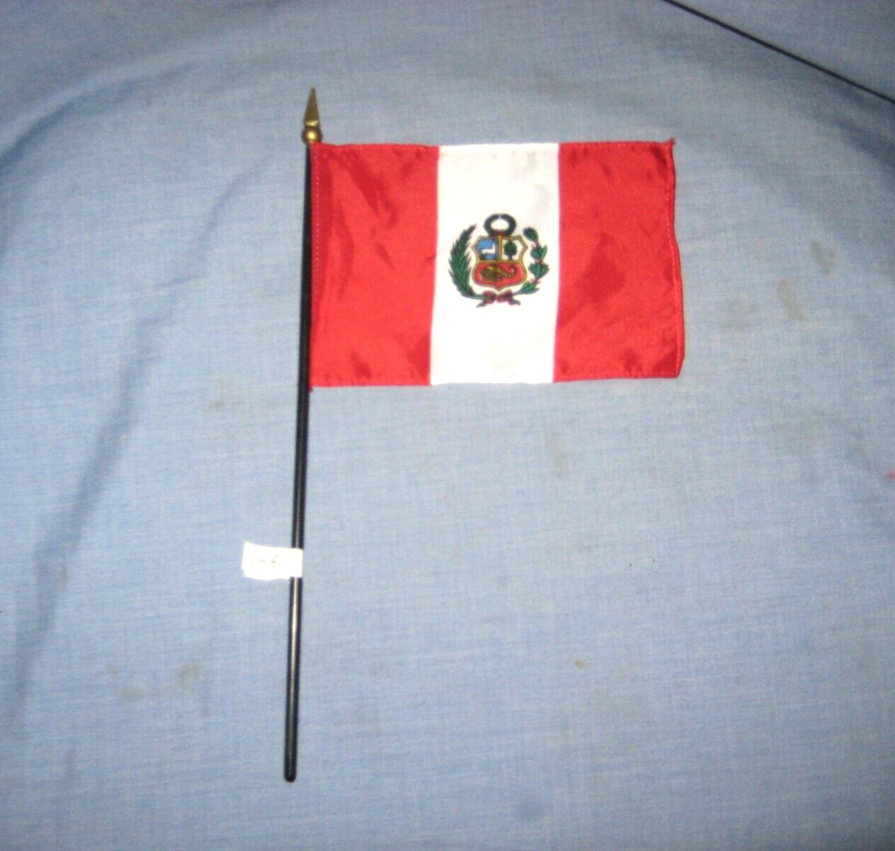 *Polyester Miniature International Tabletop  Flag 4" X 6" - Peru