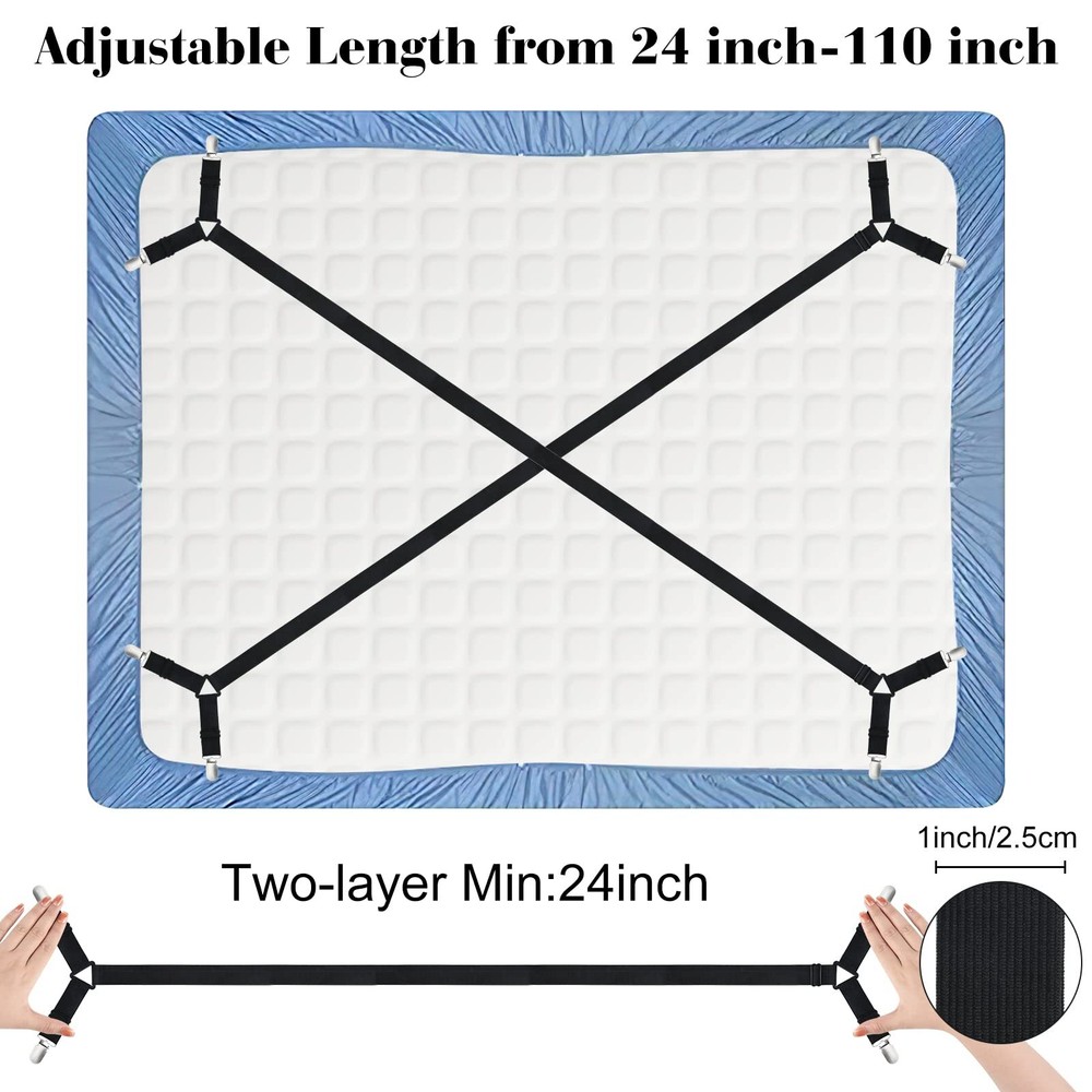 Bed Sheet Fasteners Straps - 4 Pack Adjustable Bed Sheet Holder Strap for Bed...
