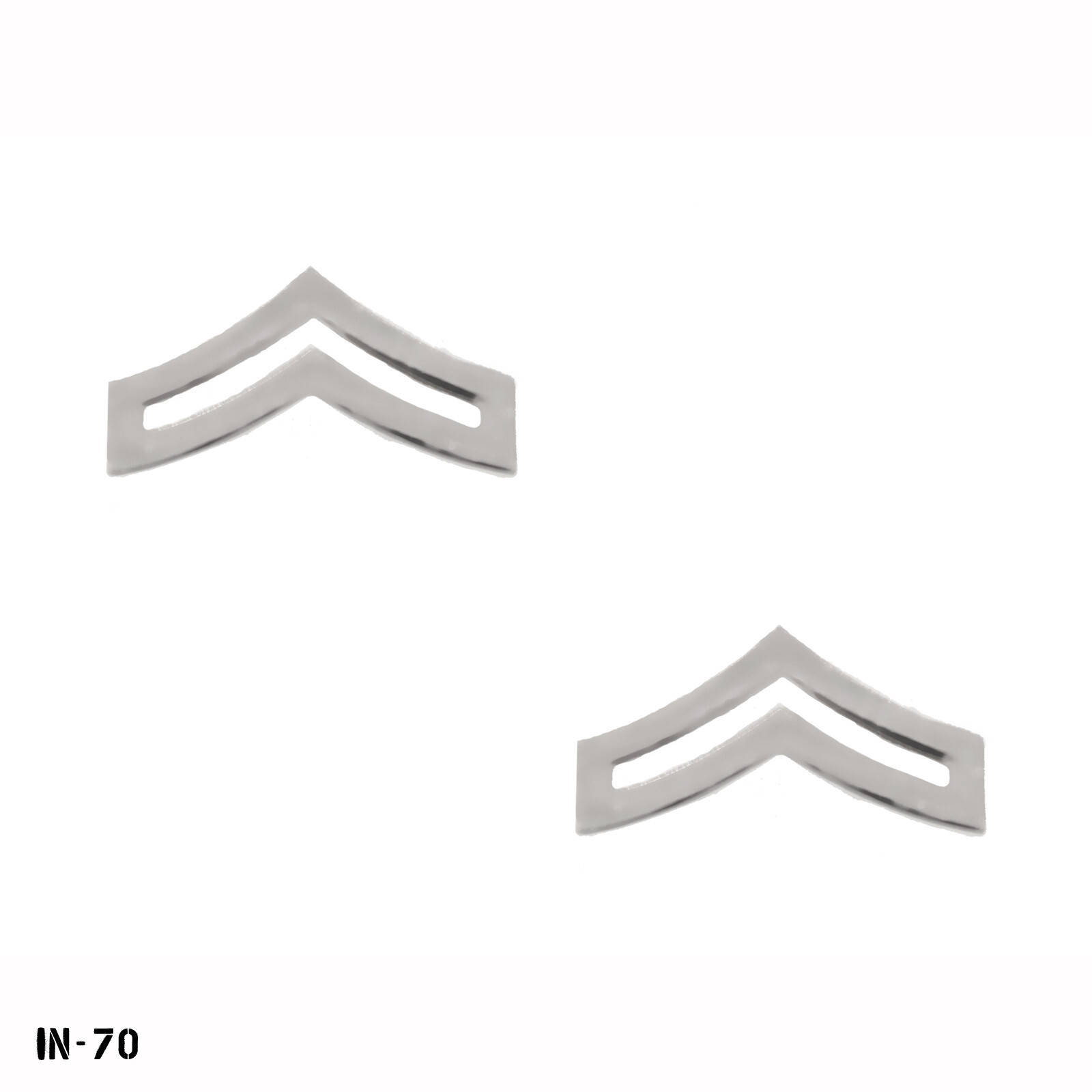 PAIR CPL ~ Corporal Chevron Rank Pins ~ Silver Tone ~ NOS Gemsco USA