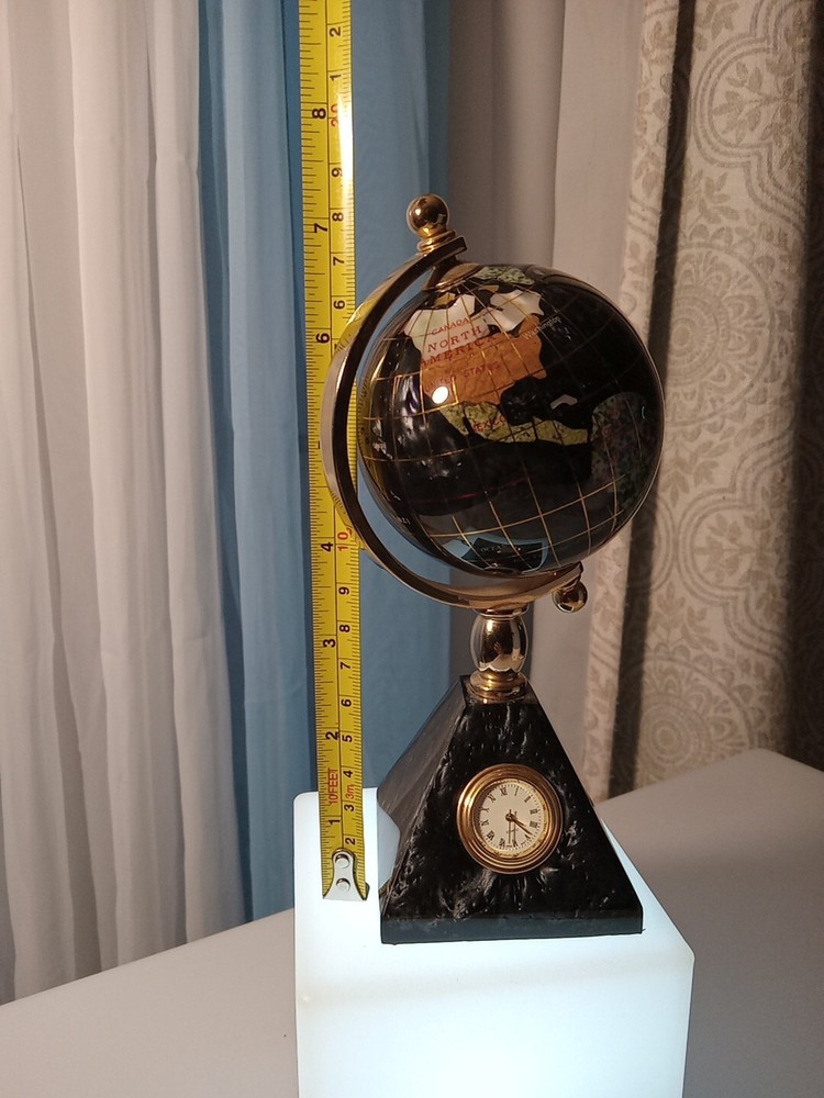 Vintage Desktop Globe With Pyramid Clock Stand