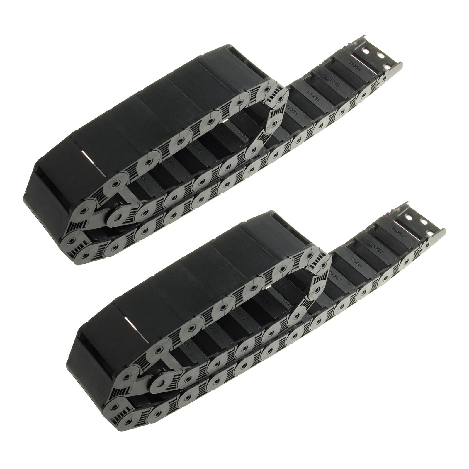 2X R38 18x50mm Black Nylon 1M Semi Closed Cable Drag Chain Wire Carrier For CNC