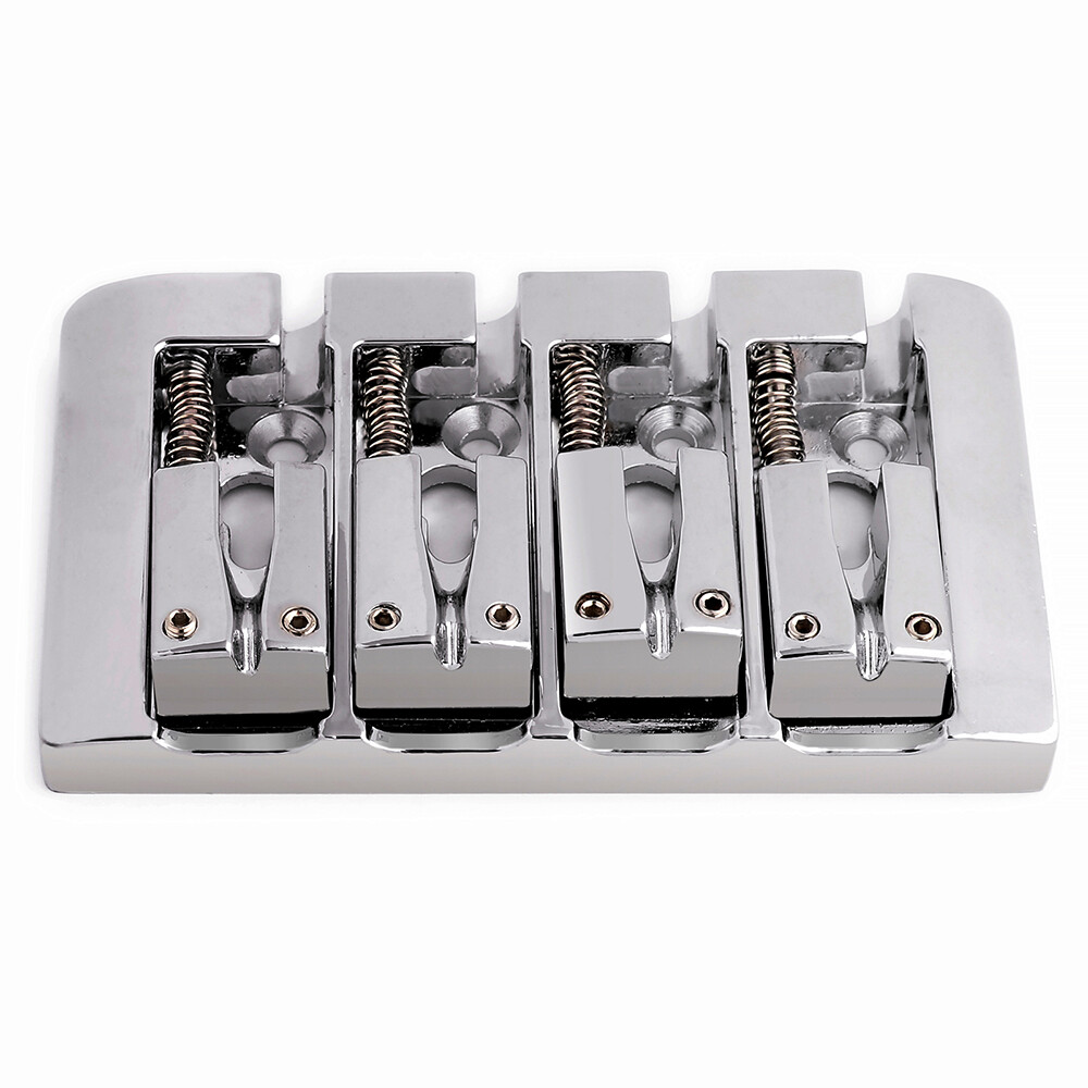 4 String Bass Bridge A Style Top Load and String Through Body Tailpiece Chrome