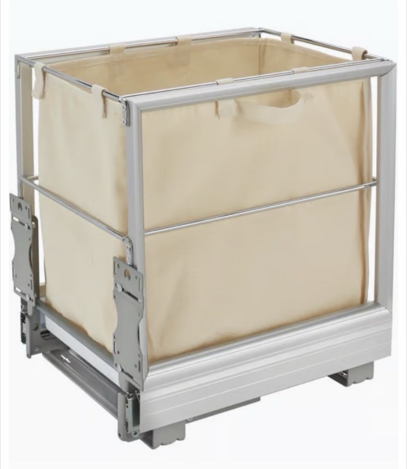 Rev-A-Shelf 5190 Series Pullout Freestanding Laundry Hamper Beige Silver