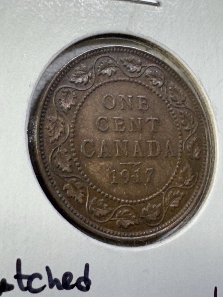 1917 Canada Large Cent Bronze Coin Scratched