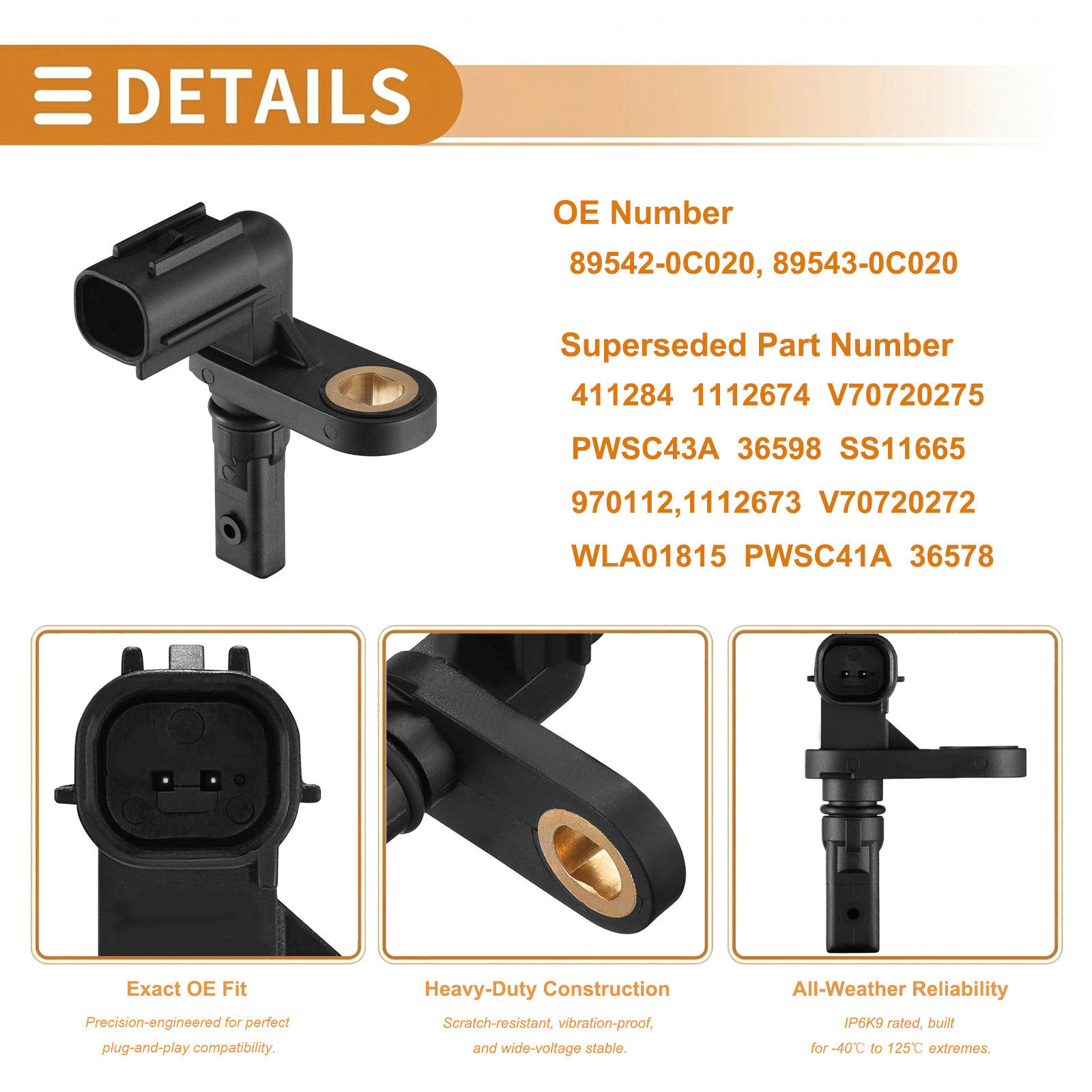 4X ABS Wheel Speed Sensors for Toyota Tundra 2007-2017 Driver & Passenger Sides