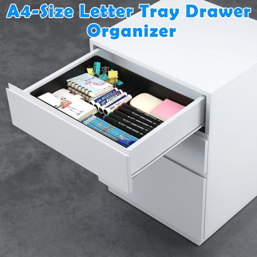 Letter-Size Tray, 2PCS Plastic Stackable A4 Paper Tray, Desk Drawer Organizer...