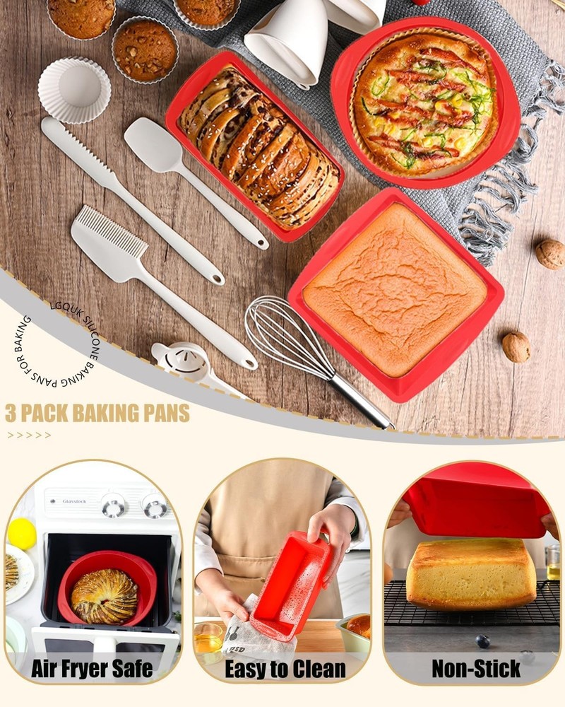 Silicone Baking Pans Sets Nonstick Silicone Bakeware Set W/ Bread Loaf Pan