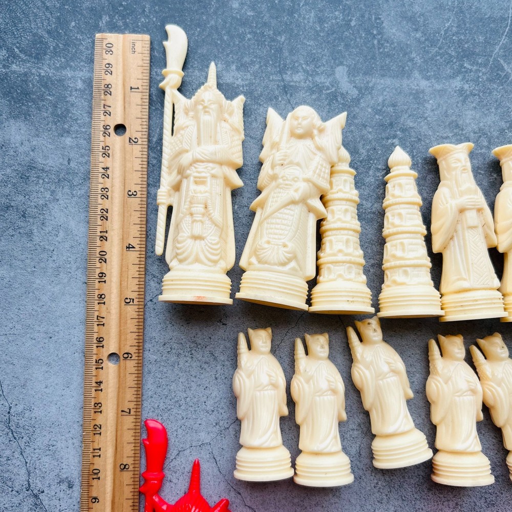 Ming Dynasty Red and White Plastic Chess Set 1963