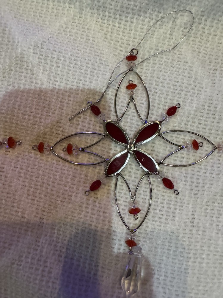 Two Snowflake Sun Catchers Red