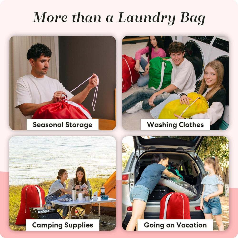 Shoulder Strap Laundry Bag Drawstring Lock Heavy Duty 30 X 40 Red
