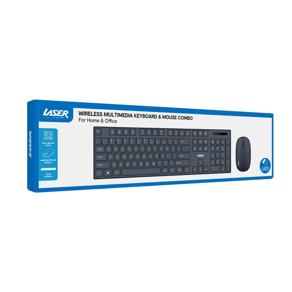 Laser Silent Wireless Keyboard & Mouse Set - Slim Design, Energy-Efficient