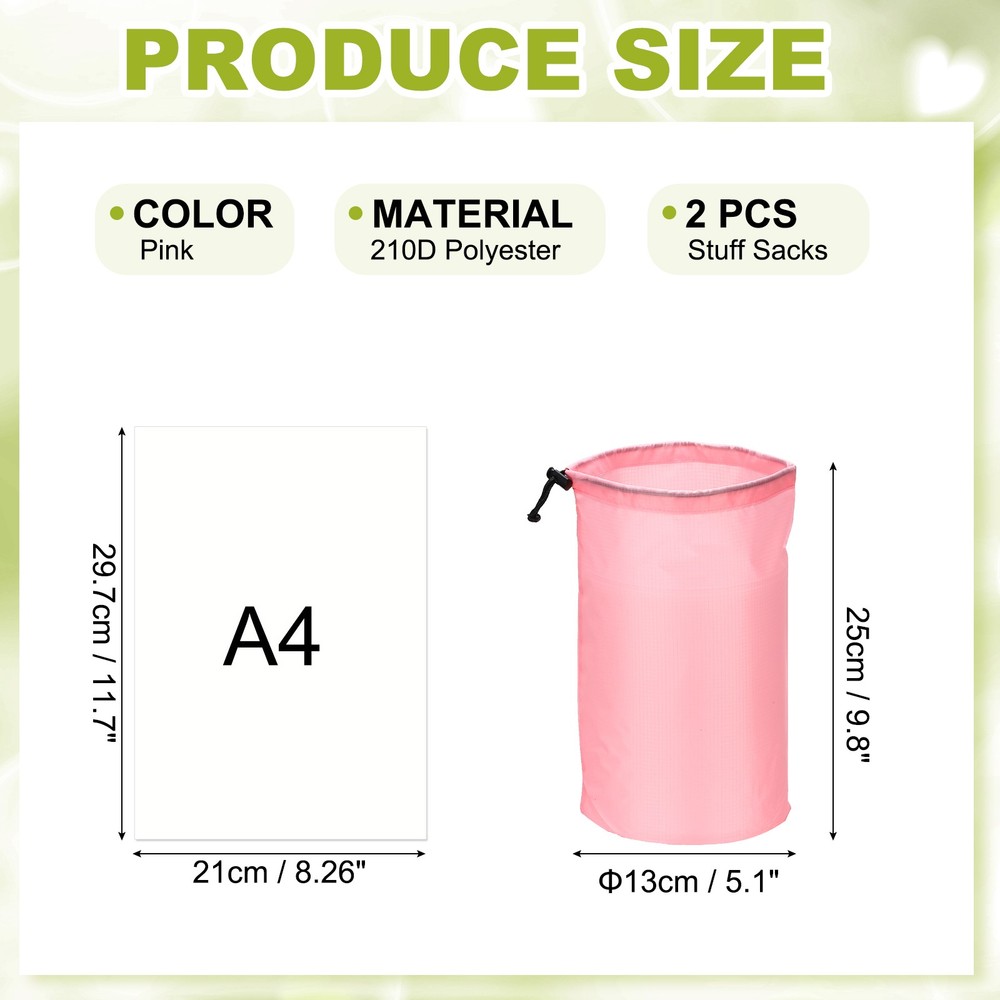 Drawstring Bag, Storage Bags, 5x10" & 2Pcs & Pink