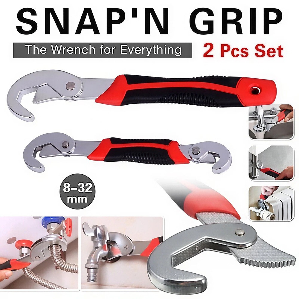 2PC Snap'N Grip 9-32mm Adjustable Wrench Spanner Universal Quick Multi-functIon