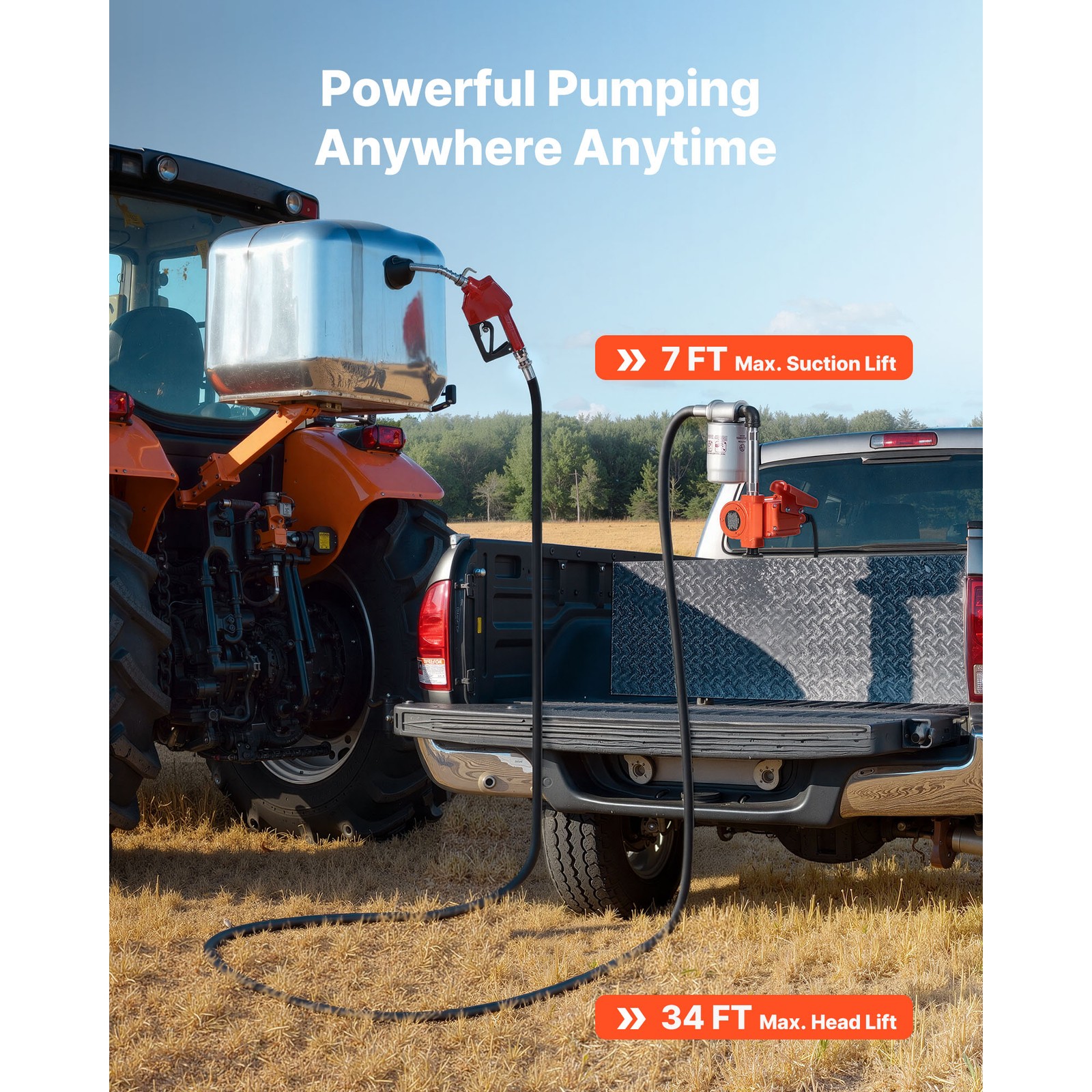 Uimoso 12V DC Fuel Transfer Pump, 10 GPM for Diesel, Gasoline, with Auto Nozzle