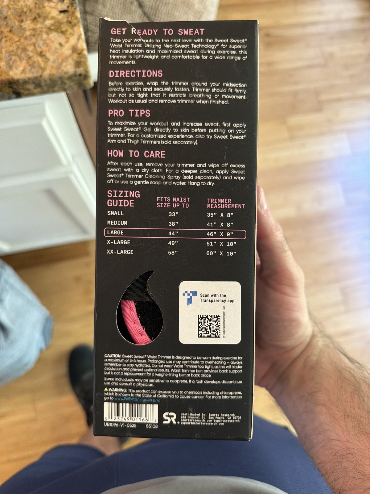 Sports Research Sweet Sweat Waist Trimmer Large Pink Core Series Adjustable