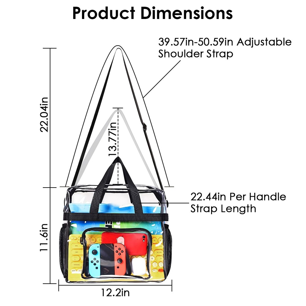 Stadium Approved Clear lunch Bag Front Storage Compartmen with Adjustable Strap