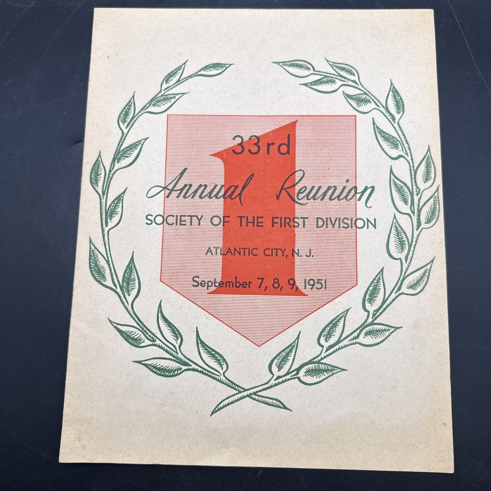 WWI AEF U.S. Army 1st Infantry Division Society 33rd Annual Reunion Big Red One