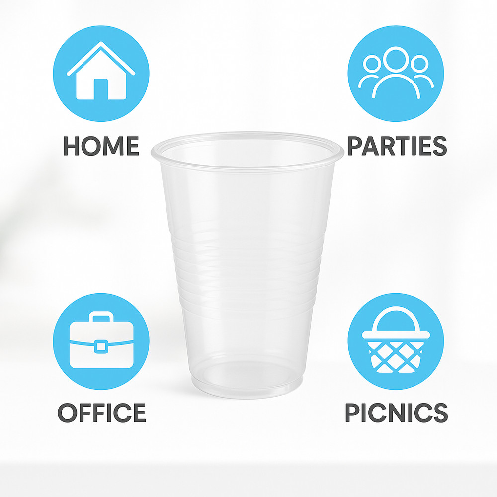 Metro Source 7 oz Clear Plastic Cups 1200 Count | Durable Disposable PP Cups
