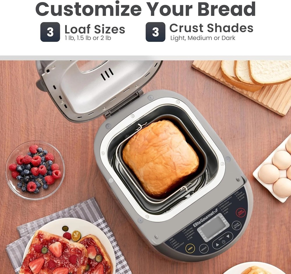 Programmable Bread Maker Machine, 3 Loaf Sizes, 19 Menu Functions Gluten Free...