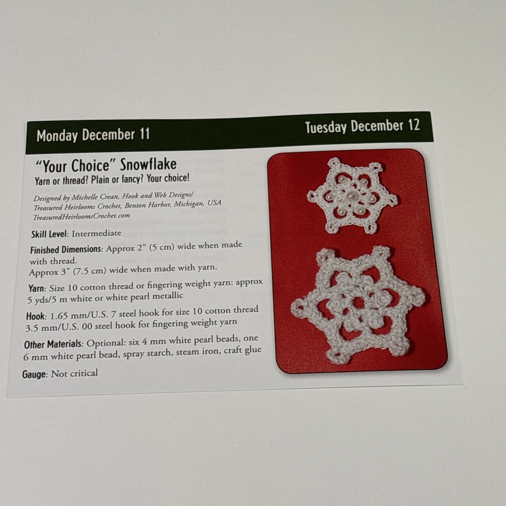 Snowflake Crochet Pattern Card Page