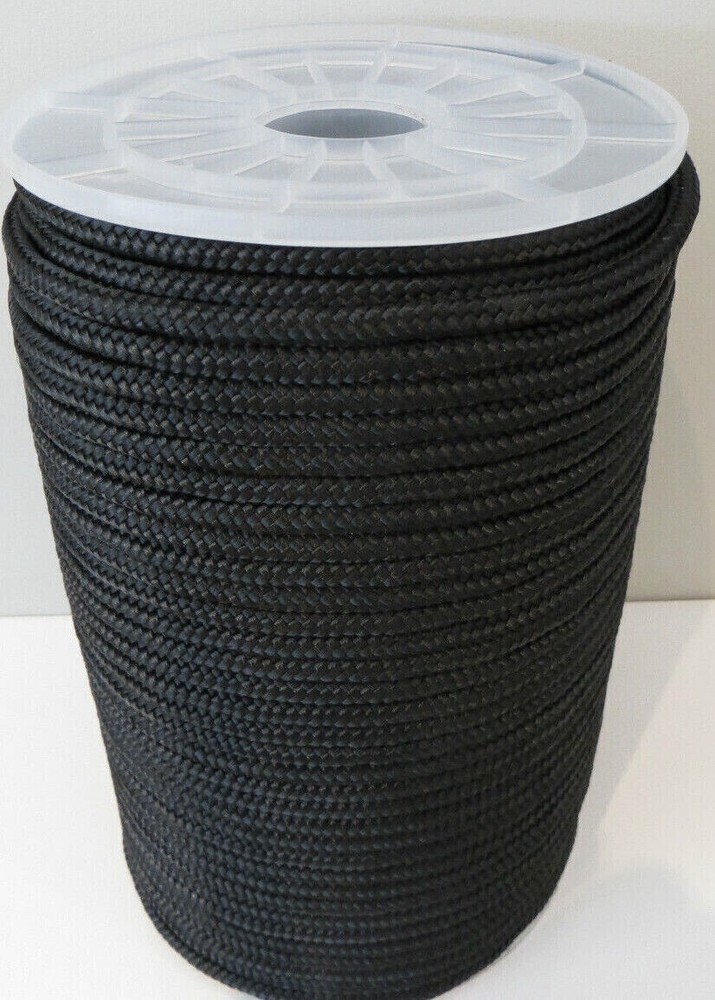 16mm 50m Polyester Rope Double Braid Arborist Lowering Tree Hi Visibility Black