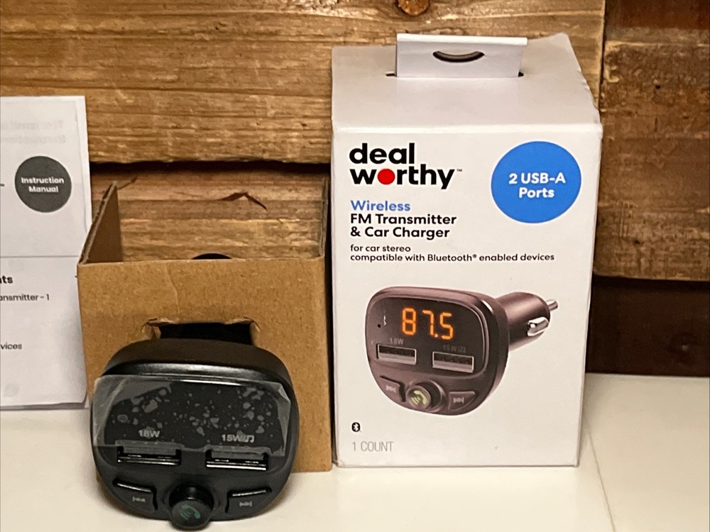 deal worthy Wireless Bluetooth FM Transmitter & Car Charger w/ 2 USB Ports