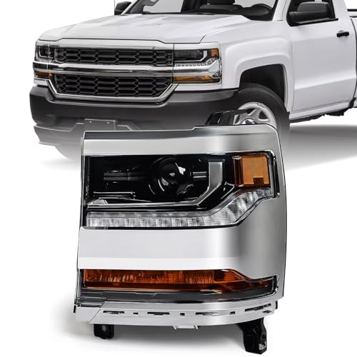 Headlight Assembly Compatible with Chevy Silverado 1500 2016 Left Driver Side