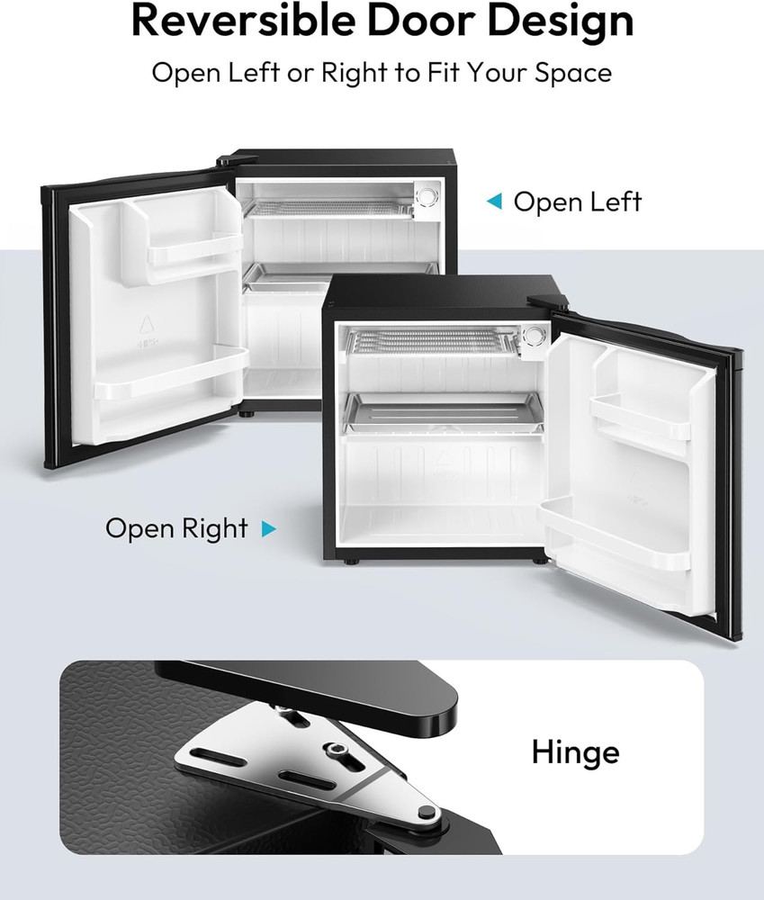 . Cu.Ft Mini Fridge, Reversible Single Door Compact Refrigerator, Adjustable The