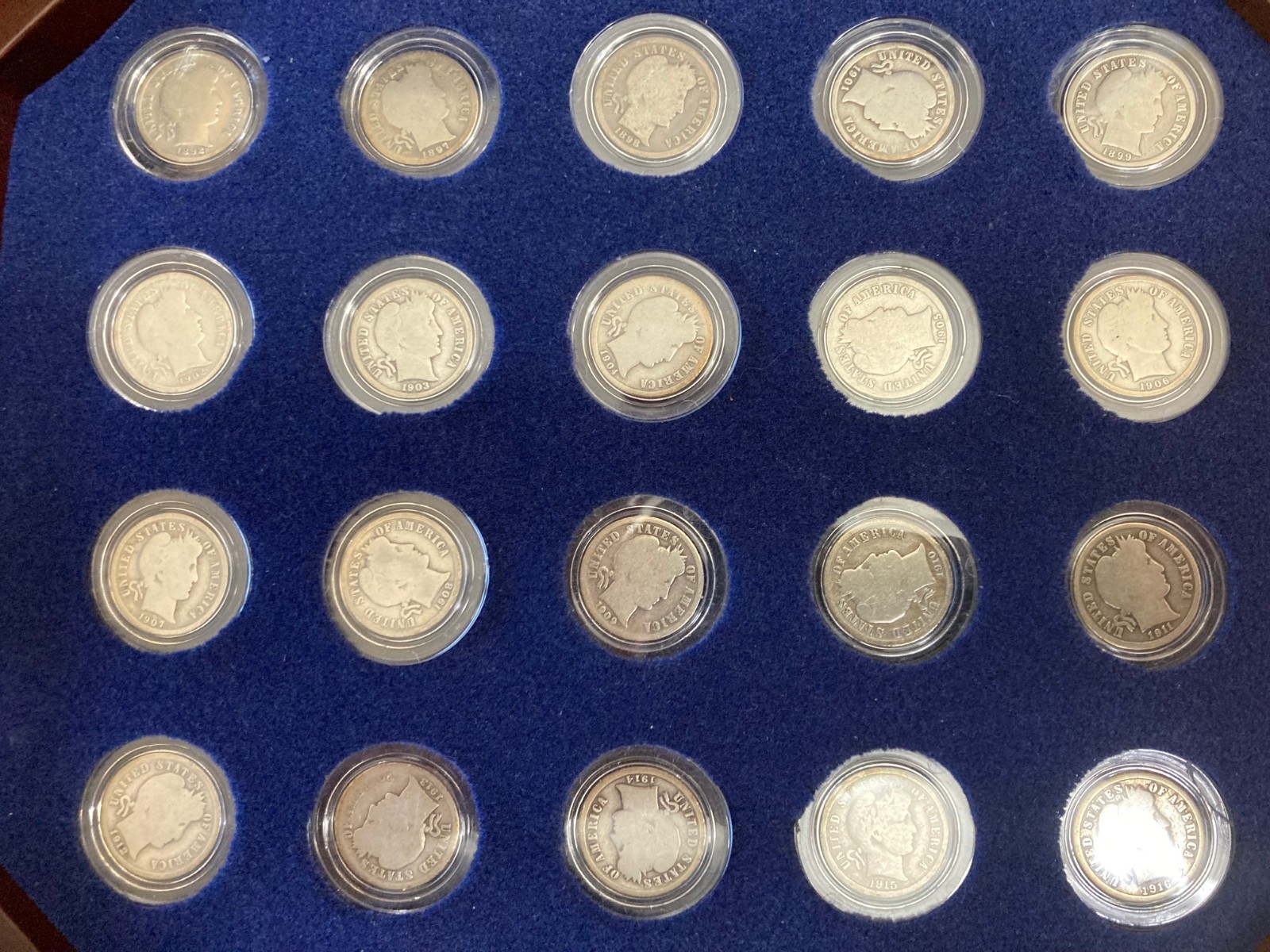 DANBURY MINT 20 YEARS OF BARBER SILVER DIMES