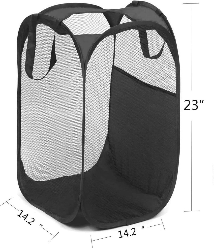 Lightweight Mesh Laundry Baskets - Reinforced Handles, Space-Saving Design