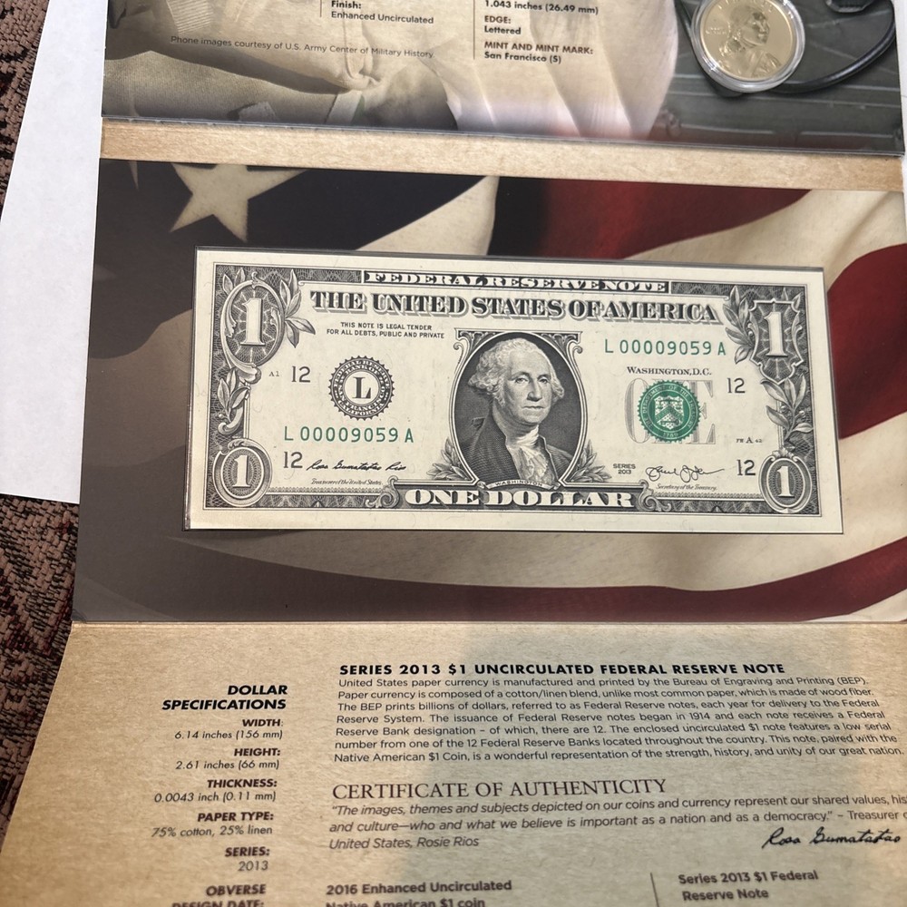2016 US Mint Code Talkers Native American $1 Coin & Currency (LOW SERIAL) Set