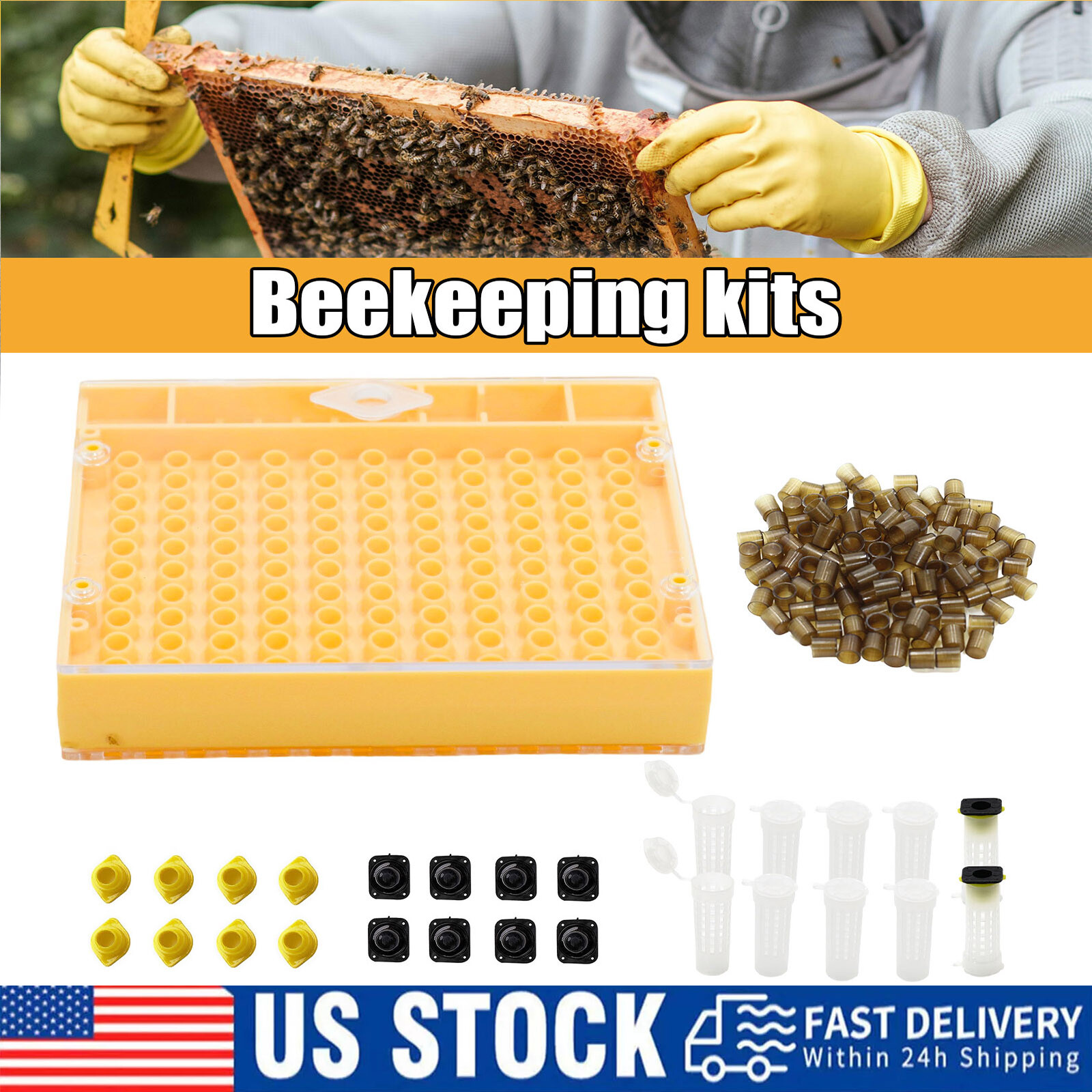 138X Beekeeping Rearing Cup Kit Bee Queen Cages Roller Beekeeper Equipment Tool
