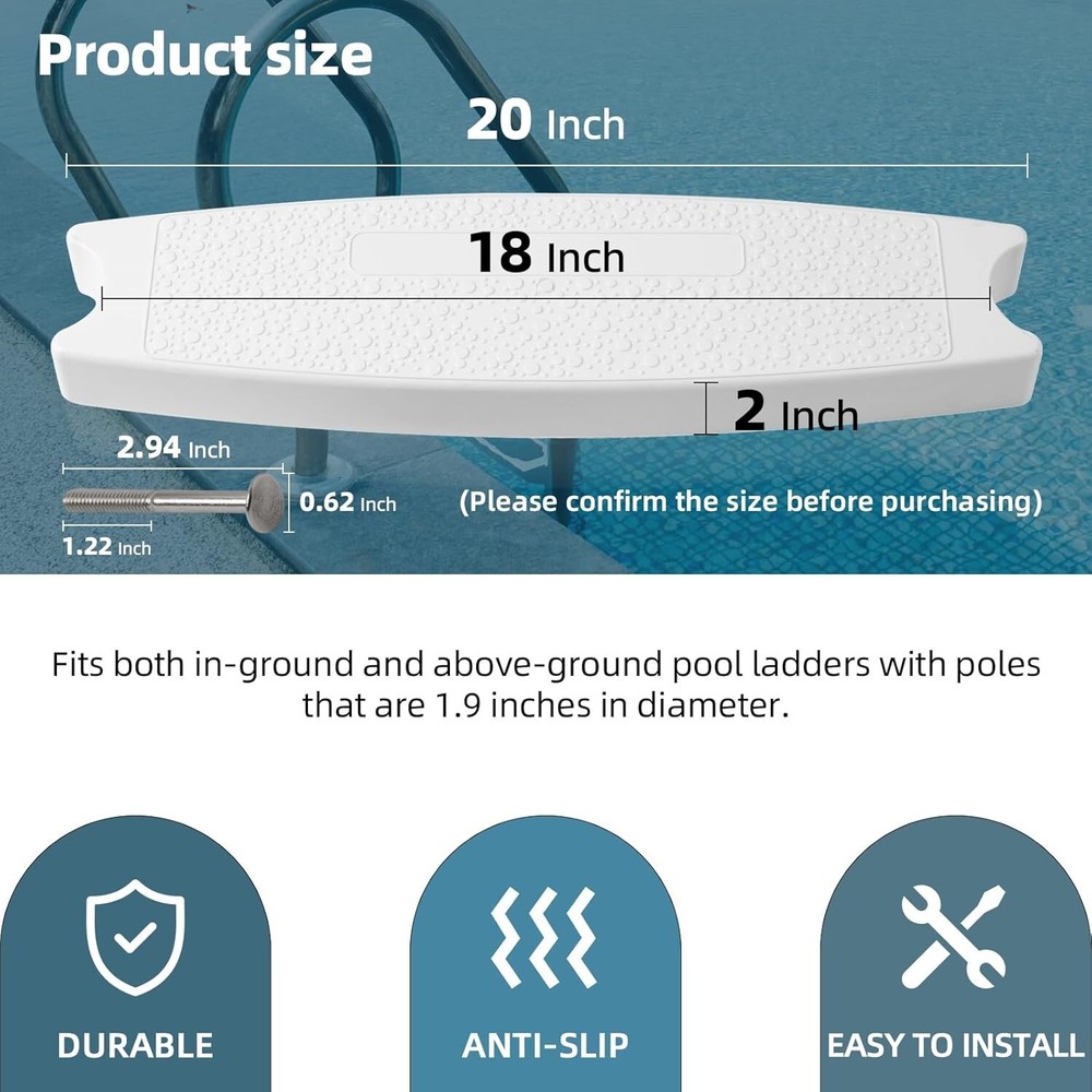 Heavy-Duty White Pool Ladder Replacement Steps - Universal Fit, Easy Install