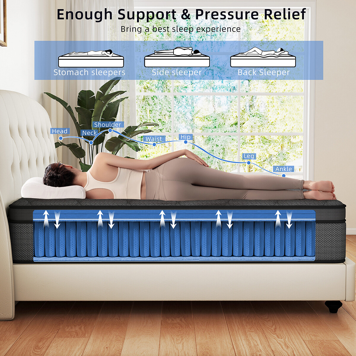 12" Mattress In a Box Gel Memory Foam Pocket Spring Twin Full Queen King Size