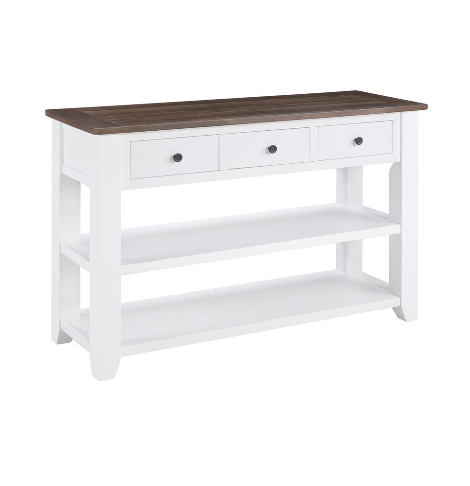 Vintage Style Console Table 2 Open Shelves | Solid Pine Wood Entryway Hall Table